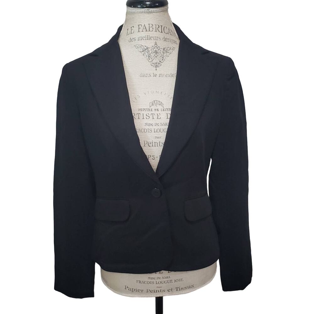 Nine & Company Basics Stretch Black Button Up Long Sleeved Blazer Suit Jacket